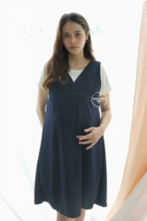 MAMA HAMIL Zara Dress Casual Outfit Baju Hamil Dress Overall 2in1 Set Inner Jumbo Melar Katun Kaos   DRO 744 10  large
